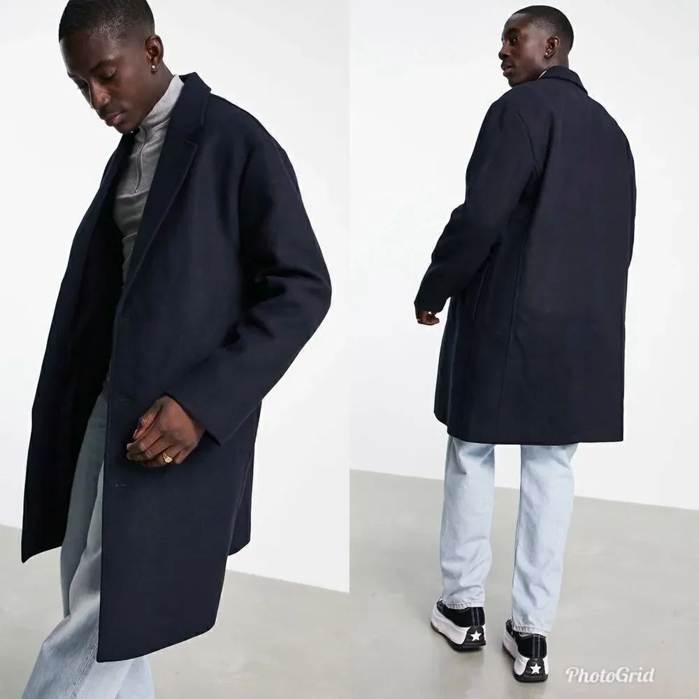 ASOS Design relaxed fit wool mix overcoat in Black